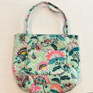 Vera Bradley Mint Flowers North South Tote Bag